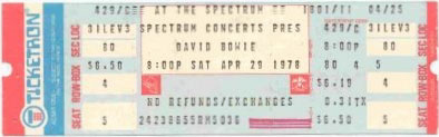 David Bowie Concert Ticket
